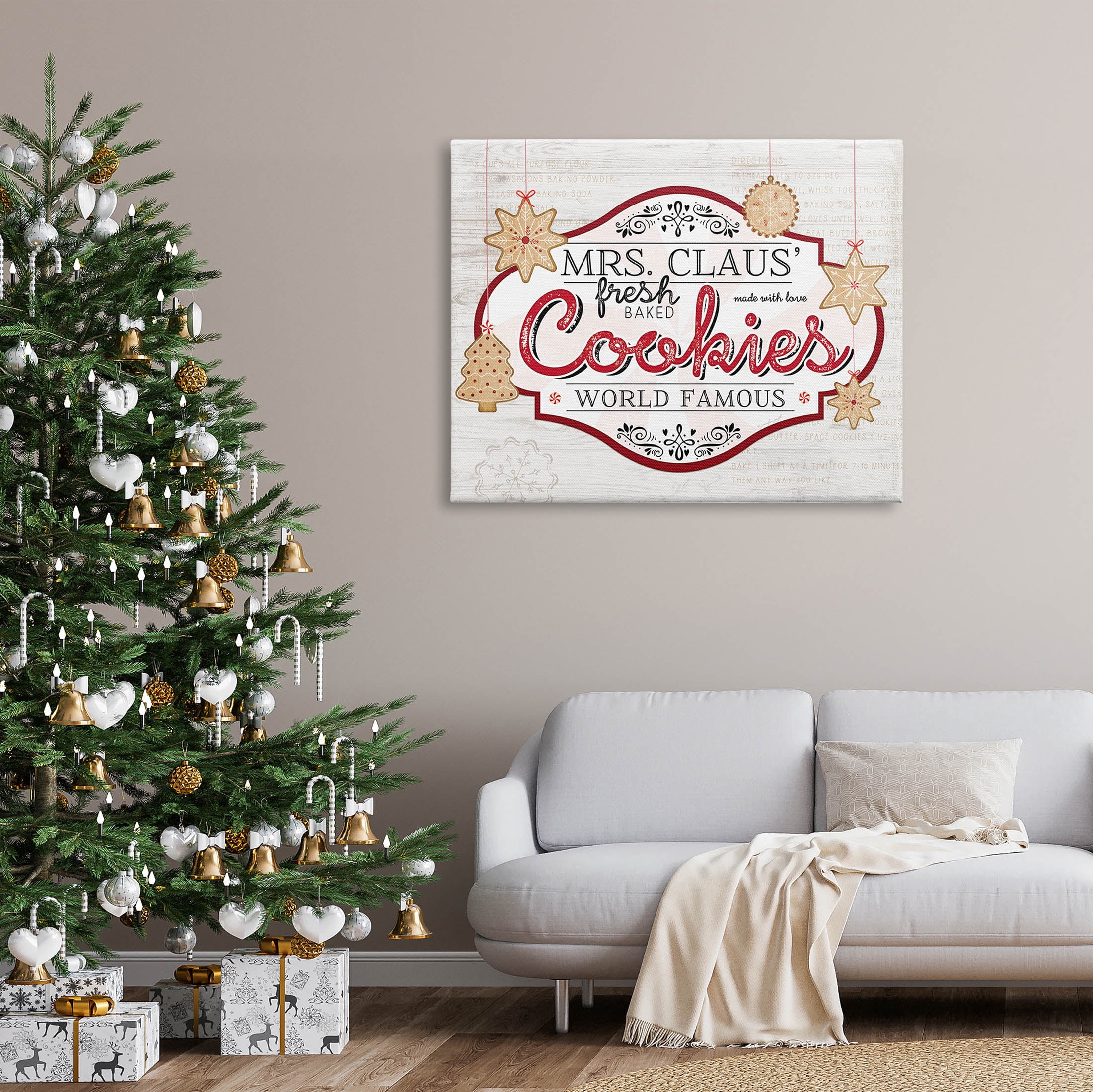 Stupell Industries Vintage Mrs. Claus Cookies Sign Graphic Art Gallery Wrapped Canvas Print Wall Art, Design by Jennifer Pugh