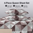 thumbnail image 6 of Flymme 4 Piece Queen Size Bed Sheets,Burgundy and Gray Geometric Triangle Sheet ,Modern Abstract Bedding for Man Women Bedroom, 6 of 8