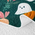 thumbnail image 5 of Erosebridal Hippie Floral Quilt Full, Cute Ghost Full Bedspread Sets for Boys Girls, Dark Green Orange, 3-Piece 1 Coverlet and 2 Pillowcases, 5 of 7