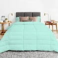 thumbnail image 2 of 5 Piece Luxury Long Box Pattern Comforter By D.N.G. BEDDINGS Set Premium Super Soft, All Season, 800 Thread Count, 100% Egyptian Cotton, Full/Queen Size Aqua Blue Color, 2 of 5
