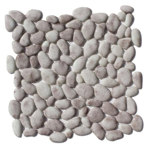 Intrend Tile GP022-F 12 x 12 x 0.37 in. Beige Brillant Finition Verre de Galet Mosaïque Carrelage