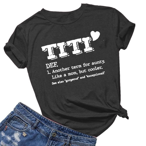 AOOCHASLIY Independence Day Womens Summer T-Shirt Funny Graphic Short Sleeve Shirts Letter Print Tops Blouses