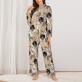 thumbnail image 2 of Pofeuu Groovy Disco Print Womens Pajamas Set Long Sleeve Sleepwear Button Down Nightwear Soft Pj Lounge Sets Button Down Pajamas Women-Medium, 2 of 7