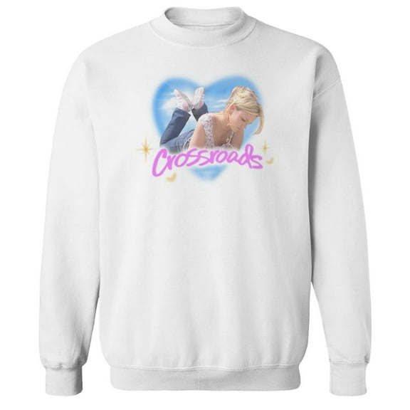 Britney Spears Crossroads Heart Photo Graphic White Men's Cotton Pullover Sweatshirt