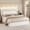 White, variant on SIBEDS Full Upholstered Bed Frame with Adjustable Headboard and LED Lights, White PU Tufted Diamond Button, No Box Spring Needed, Noise Free