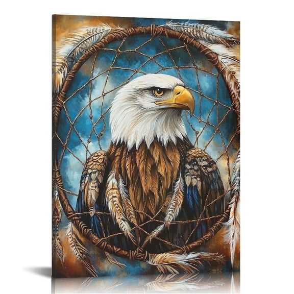 Patifu Eagle Feathers Dream Catcher Art Modern Canvas Prints for Living Room Bedroom Home Office Wall Decor 12x16 in