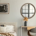 thumbnail image 3 of COZAYH Distressed Wood Frame Accent Mirror, Rustic Farmhouse Style Decorative Wall Mirror (Round), 3 of 7