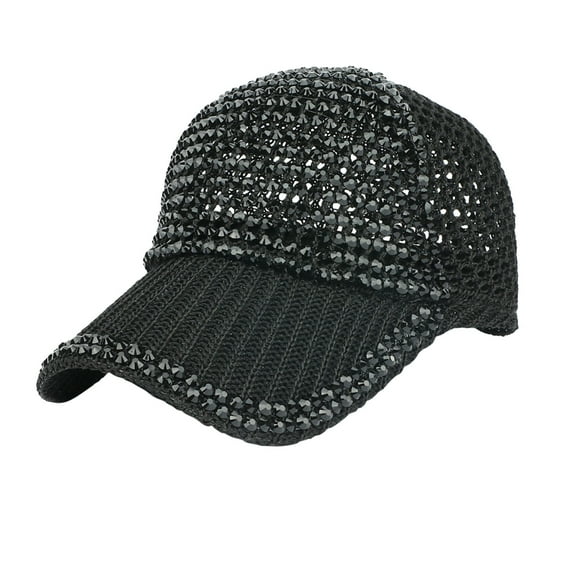 ZHENHONG Baseball Caps for Women Studded Rhinestone Crystals Adjustable Ponytail Mesh Cap Shiny Bling Casual Sports Cap Breathable Sun Hat Dad Hats