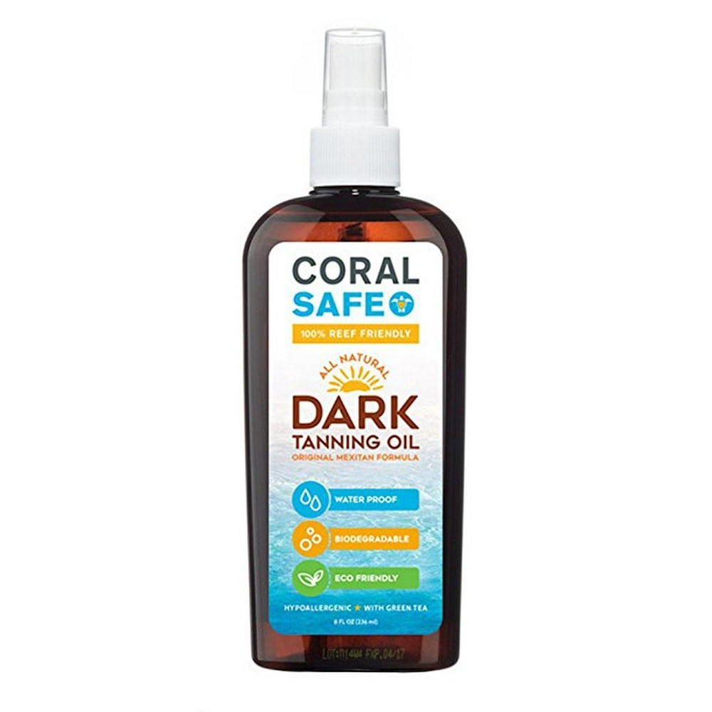 Coral Safe Tanning Oil All Natural, Waterproof and Reef Safe, 8 fl oz