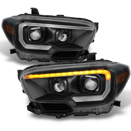black 2016 2017 toyota tacoma sr sr5 sequential led square projector