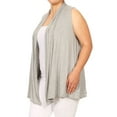 thumbnail image 3 of Women's Casual Basic Plus Size Loose Fit Long Body Draped Open Front Solid Cardigan Vest Made in USA, 3 of 4