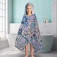 thumbnail image 6 of Blue Paisley and Floral Pattern Hooded Bath Towel，60"x35" for Ages 3 To 12 Kids, Quick Dry Lightweight Soft Microfiber Hood Beach Towel Cover Up for Kids, 6 of 7