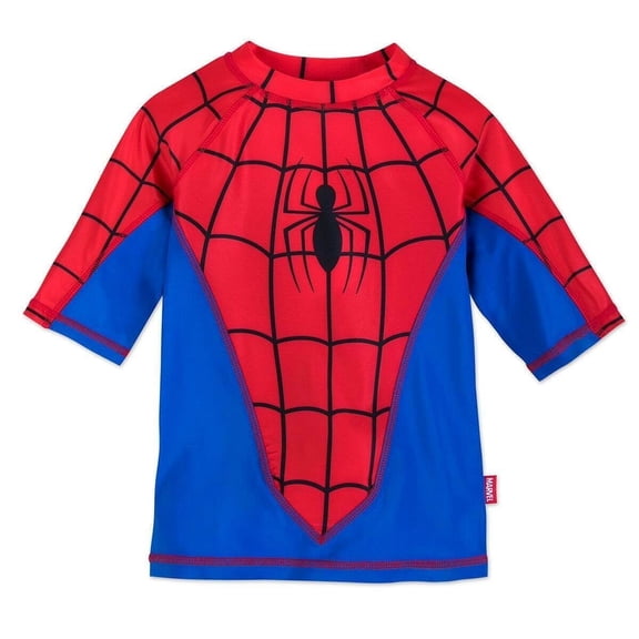 Disney Store Marvel Spider-Man Costume Rash Guard Swim Shirt Boy Size 4