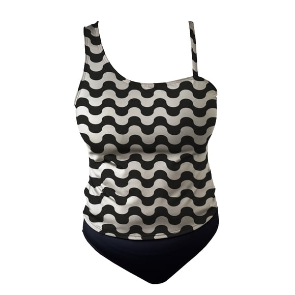 Traje de Baño Tankini Op para Mujer con Tirantes Negro Talla G, 2 Piezas