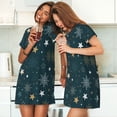 thumbnail image 3 of Salouo Christmas Snowflake Print Short Sleeve Sleepshirt for Womens Comfy Nightgown Scoopneck Cute Nightdress Ruffle -Medium, 3 of 7