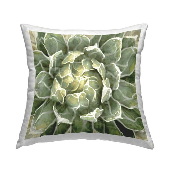 Stupell Industries Blooming Succulent Leaves Square Decorative Printed Throw Pillow, 18 x 18,