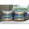 thumbnail image 2 of Ambesonne Seascape Throw Pillow Cover Pack of 4, Fish Eye Effect Oceanic, 4 Pcs-40"x40", Blue Pale Brown, 2 of 5