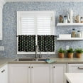 thumbnail image 6 of Christmas Kitchen Curtains and Valances Set, Rod Pocket Curtains Tier Farmhouse Window Curtains 24 Inch Length, Xmas Leaves Vines Star Ball Berry Black 3 Piece Kitchen Curtains Set, 6 of 6