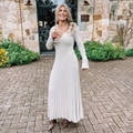 Tossy Autumn New V-Neck Knit Maxi Dress Women Ribbed Elegant Long Sleeve Streetwear High Waist Pleated Dresses Ladies KnitwearL Gao Jinjia LED