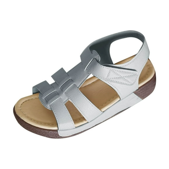 Hopeusnice Wedges Shoes for Women PU Materials Summer Shoes Breathable Soft Trendy Non-Slip Women's Wedges Shoes Open Toe Sandals Thick-Soled Platform Wedge Heel Vacation Shoes Gray 41