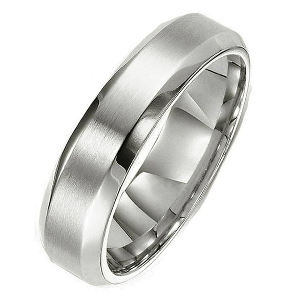 Gemini His or Her Comfort-Fit Beveled Edge Edge Plain Wedding Band Titanium Rings Width 5mm Valentine's Day Gift