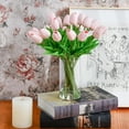 thumbnail image 4 of 10pc Artificial Tulip Flowers Bouquet Champagne-Pink Silk Fake Faux for Wedding Party Home Outdoor Decoration, 4 of 5