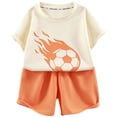 thumbnail image 6 of WAVSUF Boys Outfit Sets 2-Piece Football Print T-Shirt and Shorts Elastic Waist Short Sleeve Kids Summer Cute Active Clothes Orange Size 3-4T, 6 of 7