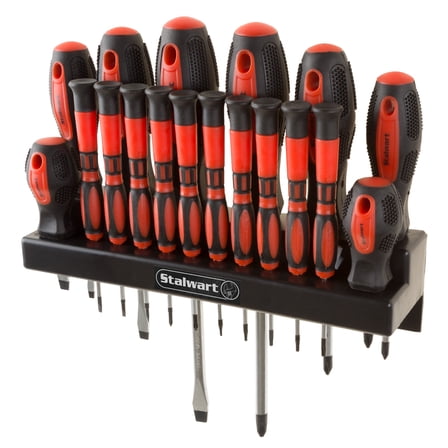 Stalwart 18 Piece Screwdriver Set with Wall Mount and Magnetic Tips- Precision Kit Including Flatheads, Phillips, and Torx Screwdrivers