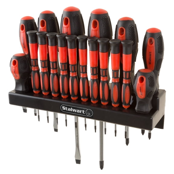 Stalwart 18 Piece Screwdriver Set with Wall Mount and Magnetic Tips- Precision Kit Including Flatheads, Phillips, and Torx Screwdrivers