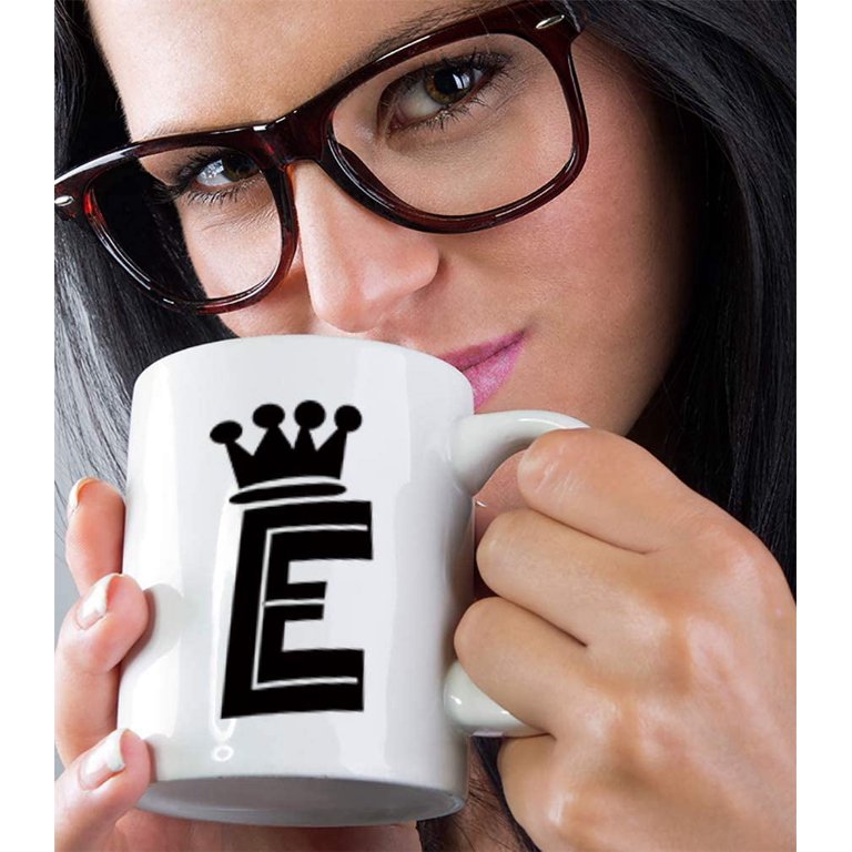 Ceramic Coffee Mug 11 OuncesE Crown Initial Monogram Letter E White Tea  Cup Design Only 