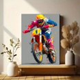 thumbnail image 6 of Abstract Motocross Canvas Wall Art, Dirt Bike Pop Art Print, Biker Gift Home Wall Decor, 6 of 8