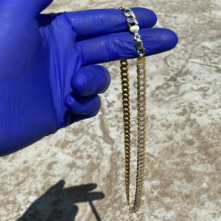 14K Gold Plated 925 Italy Sterling Silver Two-Tone Diamond Cut