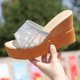thumbnail image 1 of Sandalias de verano para mujer, zapatillas de plataforma con punta abierta y lentejuelas, zapatillas de cuña alta para mujer, tacones de plataforma deslizantes dorados y plateados para mujer, Beach38 Gao Jinjia LED, 1 of 2