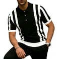 thumbnail image 3 of COSFO Striped Mens Golf Polo Shirts Knit Casual Short Sleeve Shirt Slim Fit Collared Pullover Button Tops, 3 of 5