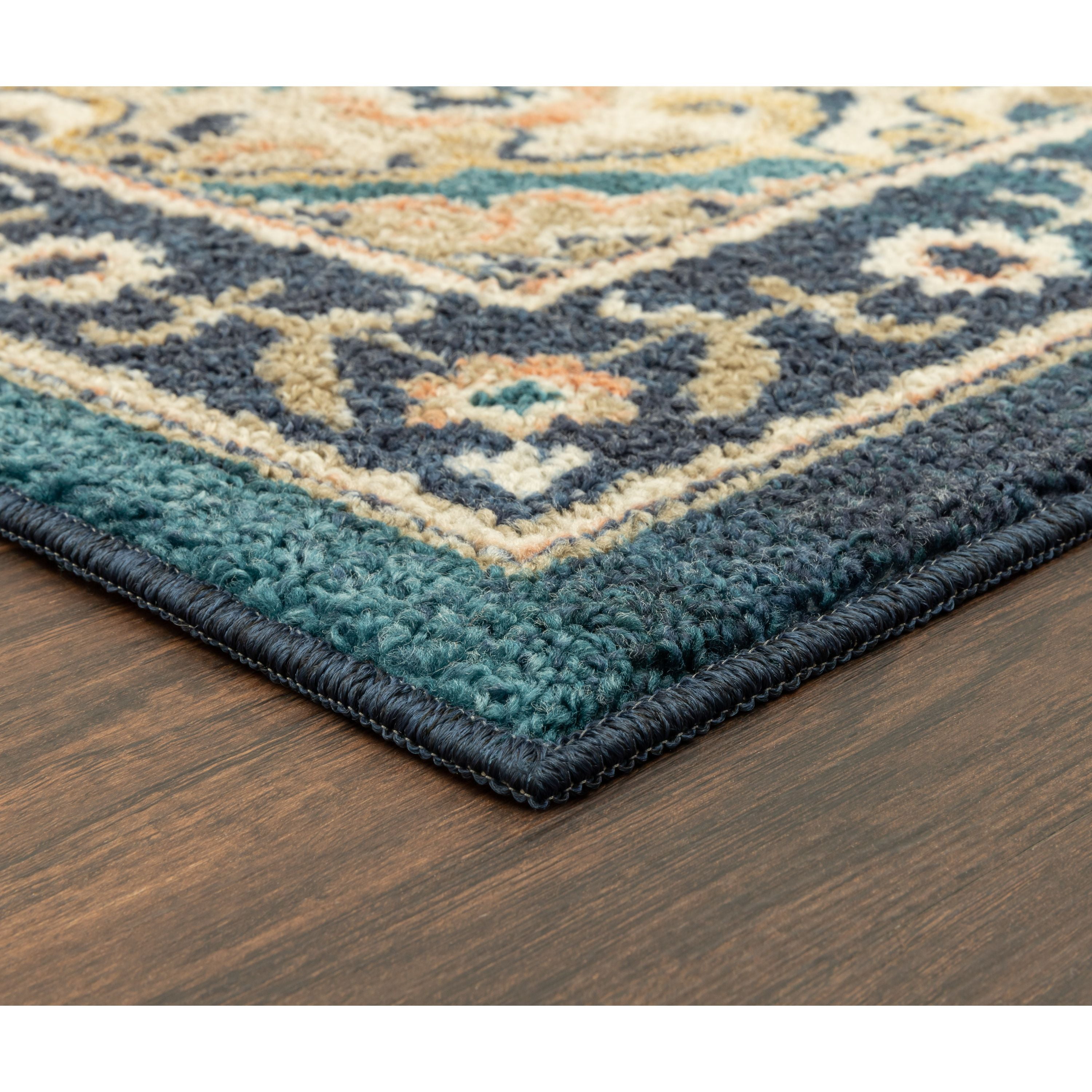 (4 pack) Mainstays Traditional Persian Teal Medallion Indoor Hallway Runner Rug, 1'8"x5'
