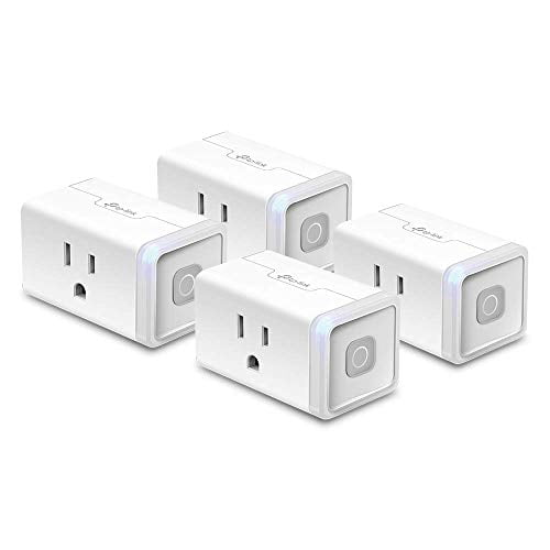 Kasa Smart Plug HS103P4, Smart Home Wi-Fi Outlet Fonctionne avec Alexa, Echo, Google Home IFTTT, Aucun Hub Requis, Télécommande, 15 Ampères, UL Certifié, 4-Pack, Blanc