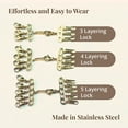 thumbnail image 4 of Set of 3 Ever True Stainless Steel Yellow Gold ION Plated Layering Lock Hearts Clasps 1pcs 3row 1pcs 4row 5 Row for Women Jewelry Birthday for Women Birthday Christmas Gifts, 4 of 7