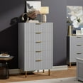 thumbnail image 3 of Garvee Fluted 5-Drawer Tall Dresser, Modern Wooden Storage Chest with Deep Drawers & Wide Top, Bedroom Organizer for Living Room, Hallway, Kids’ Room, Grey, 3 of 8