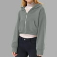 thumbnail image 5 of Cethrio Girls Zip up Hoodies, Casual Solid Color Sports Long Sleeve Girls Sweatshirts Gray Size 14, 5 of 8