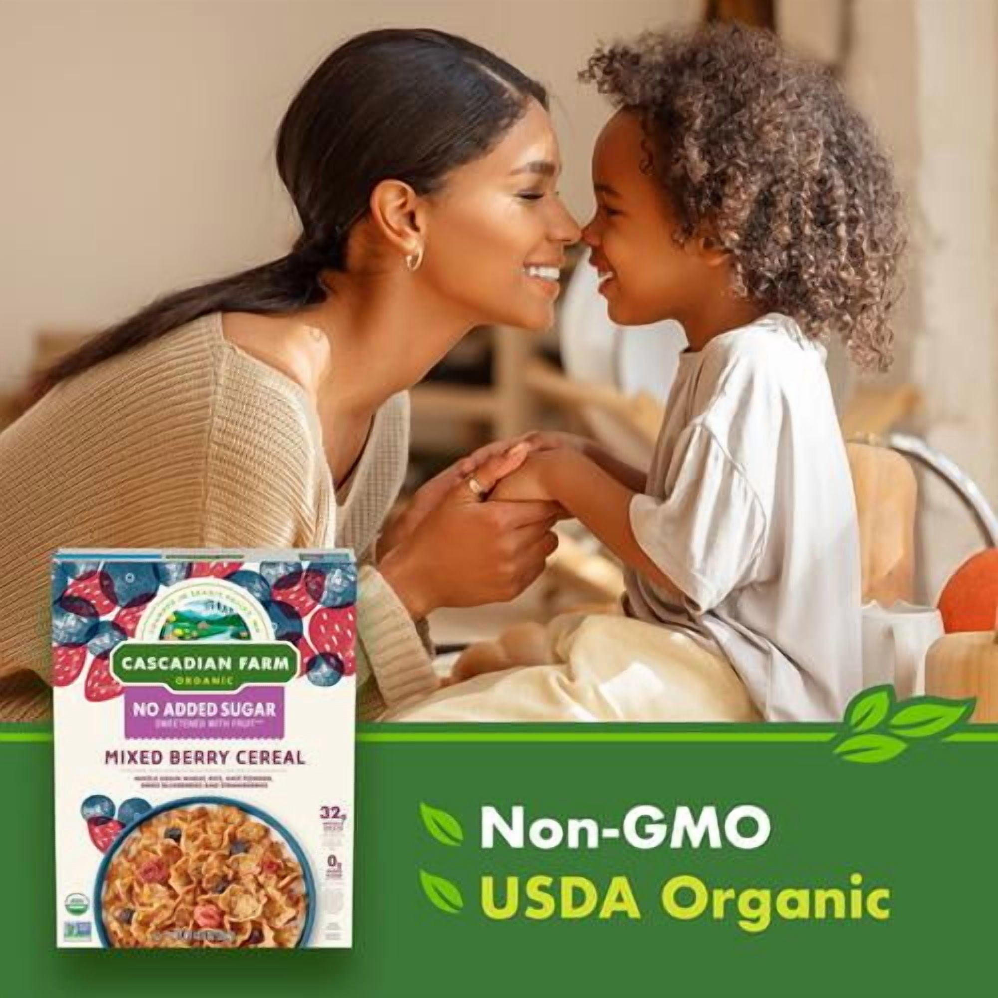 Cascadian Farm Organic Mixed Berry Cereal, No Added Sugar, 12.5 Oz - Pack of 2