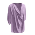 thumbnail image 5 of biudgviw Womens Tops Cowl Neck Chiffon 3/4 Sleeve Casual Shirts Loose Fit Solid Color Trendy Fall Tunic Blouses, 5 of 6