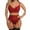 Red, variant on BJUTIR Lingerie For Women Sheer Floral Lace Pajamas Lingerie Set High Waist Sleepwear Bra And Panty 3 Piece Nightwear S Xxl