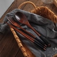 thumbnail image 3 of 3PCS Wooden Flatware Set Wooden Portable Set Chopsticks Spoon Fork Tableware, 3 of 5