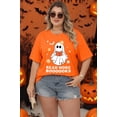thumbnail image 3 of DEXIO Plus Size Halloween Ghost Reading Book T-Shirt for Women Read More Books Shirt Spooky Season Teacher T-Shirt Party Short Sleeve Graphic Tee Tops Orange 3X, 3 of 5