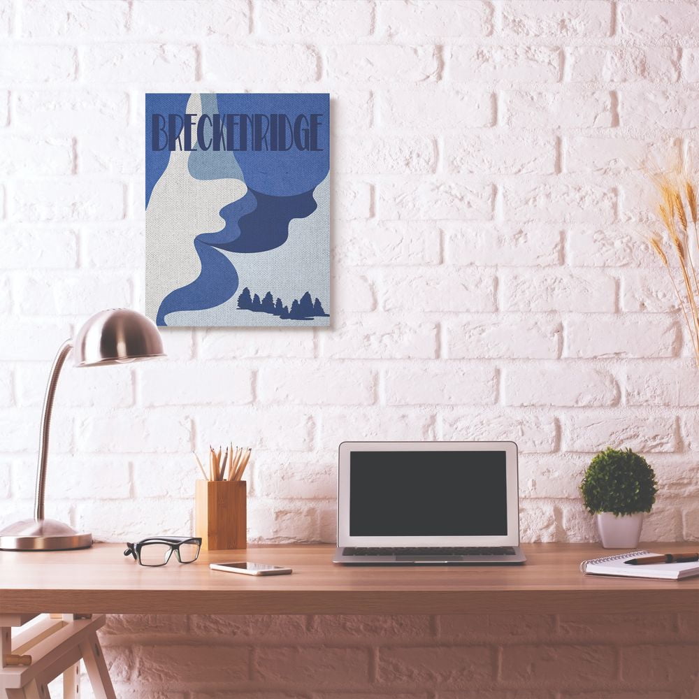 Stupell Industries Breckenridge Abstract Blue Mountain Design Canvas Wall Art by Daphne Polselli