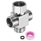 thumbnail image 1 of Válvula de desvío de ducha G1/2" 4 vías adaptador cuadrado de acero inoxidable con cinta de politetrafluoroetileno para manguera de válvula de ángulo de bidet, baño, inodoro, grifo (53mm Plata), 1 of 6
