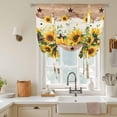 thumbnail image 3 of Texas Star Sunflower Tie Up Curtain 45 Inches Long, Vintage Flowers Balloon Style Kitchen Window Curtain Over Sink, Small Window Rod Pocket Curtain 42"x45", 3 of 9