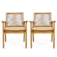 thumbnail image 2 of Outdoor Sofa, Outdoor Dining Chairs Set of 2, Teak Finish Wood Frame and Mix Brown Rope, Natural Courtyard Style, 400lbs Capacity, Brown Mix,Teak Patio Furniture,Acacia Wood,Rope Outdoor Sectional, 2 of 14