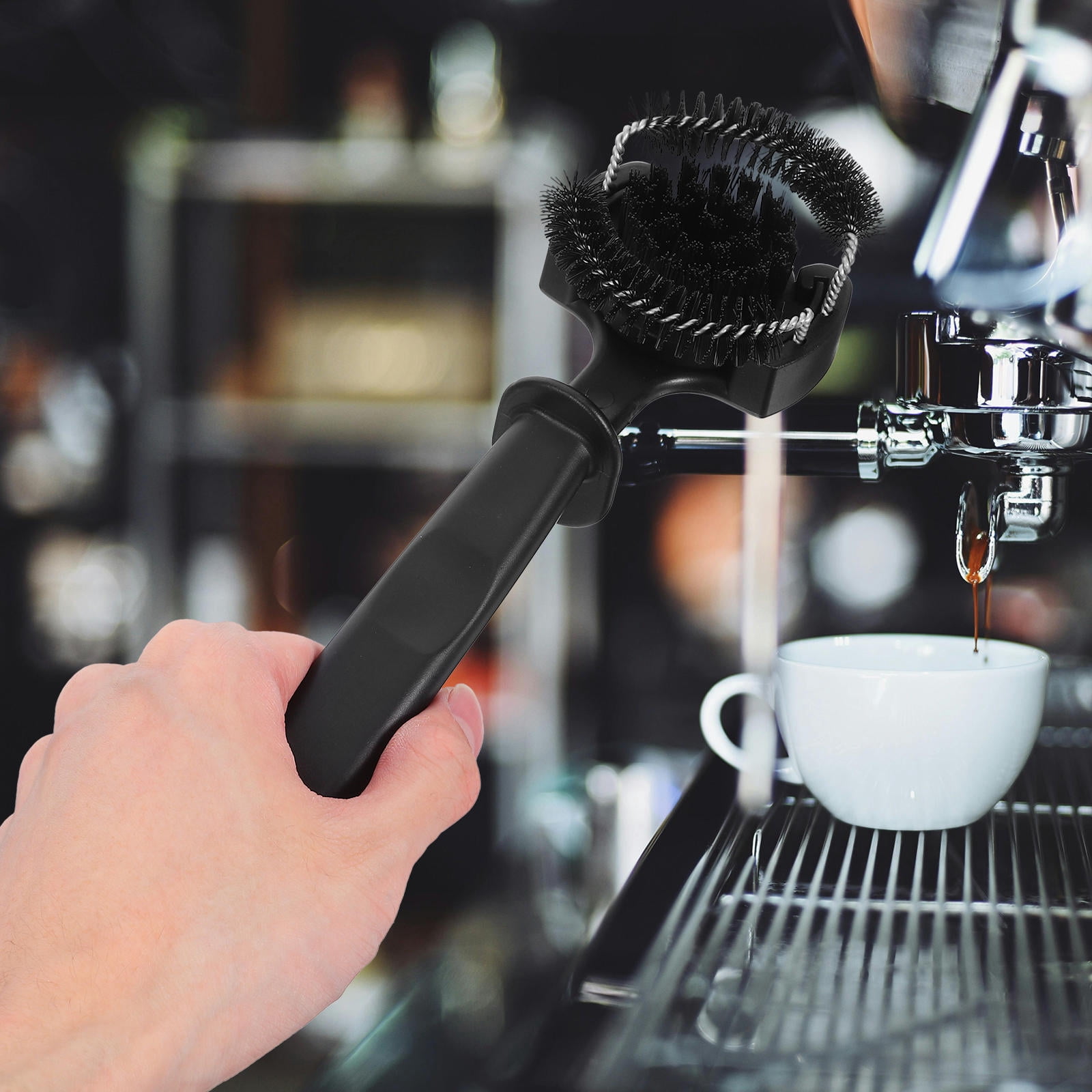 WEUVEB Black Plastic Cleaning Brush with Fine Bristles, Ideal for Coffee Machines, Kitchen Appliances, and Household Cleaning
