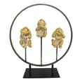 thumbnail image 3 of Golden See Hear Speak No Evil Monkeys In Peace Circle Ring Stand Decor Statue, 3 of 8